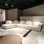 Modern L-Shaped Modular Sectional Sofa with Handwoven Leather Accents & Premium Textured Fabric
